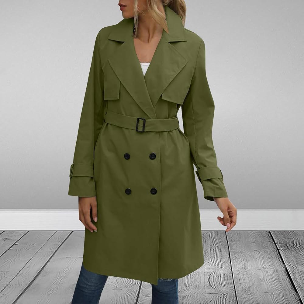 Amazon.com: Women Long Trench Coat Double Breasted Windproof